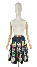 Load image into Gallery viewer, Original 1950&#39;s Black, Green and Red Novelty Print Spanish Flamenco Skirt - Waist 29 *
