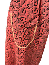 Load image into Gallery viewer, Original 1940&#39;s 1950&#39;s Dark Coral Pink Cotton Chore Dress with Black Print - Bust 37 38
