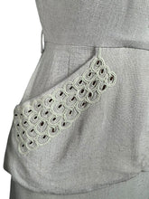 Load image into Gallery viewer, Original 1940&#39;s or 1950&#39;s Moygashel Linen Summer Suit with Beading and Soutache - Bust 34 35 *
