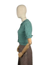 Load image into Gallery viewer, 1930’s Reproduction Lace Cardigan in Sea Foam Green Wool - Bust 36 38
