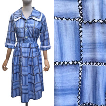 Load image into Gallery viewer, Original 1950’s Blue and White Cotton Day Dress with Double Collar - Bust 38
