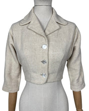 Load image into Gallery viewer, Original 1950&#39;s Oatmeal Wool Cropped Jacket by Richard Shop - Bust 32 34
