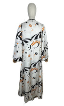 Load image into Gallery viewer, Original Vintage 1960&#39;s 1970&#39;s White, Black and Orange Robe with Novelty Umbrella Print - Bust 34 36
