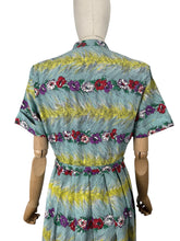 Load image into Gallery viewer, Fabulous Original Late 1940's or Early 1950's Vibrant Floral Stripe Cotton Belted Day Dress - Bust 38 40
