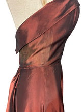 Load image into Gallery viewer, Original 1940's Full Length Evening Dress in Bronzed Maroon Artificial Silk - Bust 36
