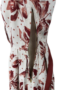Original 1940's Fabulous Bow and Umbrella Novelty Print Linen Belted Day Dress - Bust 36