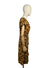 Load image into Gallery viewer, Original 1950’s Orange and Black Floral Cotton Wiggle Dress *
