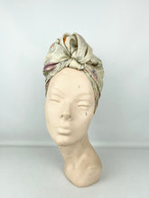 Load image into Gallery viewer, Original 1950&#39;s Floral Scarf in Orange and Purple - Great Headscarf for a Turban
