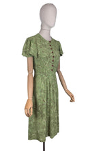 Load image into Gallery viewer, Original 1930's 1940's Novelty Print Green Crepe Day Dress with Horses and Fences Print - Bust 32 34 *
