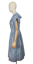 Load image into Gallery viewer, Original 1950’s Carolyn North Purple and Green Plaid Day Dress - Bust 36
