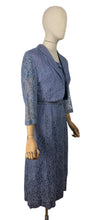 Load image into Gallery viewer, Original 1950's Lavender Blue Lace Dress, Bolero and Jacket Set by Mynette - Bust 38
