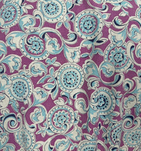 Load image into Gallery viewer, 1940&#39;s Reproduction Blouse in Mauve, Blue and White Floral Made from a Feed Sack - Bust 35 37
