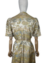 Load image into Gallery viewer, Original 1930’s Chinese Silk Brocade House Coat Robe in Gold, Pink and Blue - Stunning Evening Gown - Bust 36
