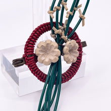 Load image into Gallery viewer, Original 1940&#39;s Red, White and Green Wartime Make Do and Mend Wire Brooch with Buttons and Floral Spray
