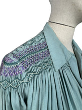 Load image into Gallery viewer, Stunning Original 1930&#39;s Blue Cotton Blouse with Heavy Smocking Detail - Bust 36 38
