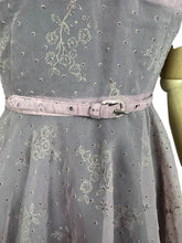 Load image into Gallery viewer, Original 1950's Pink Belted Nylon Day Dress with Floral Flock Print - Bust 34 36 *
