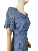 Load image into Gallery viewer, Original 1950's Lavender Blue Lace Dress, Bolero and Jacket Set by Mynette - Bust 38
