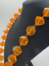 Load image into Gallery viewer, Original 1950&#39;s Mid Century Amber Coloured Plastic Faceted Bead Necklace with Barrel Clasp
