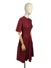 Load image into Gallery viewer, Original 1950&#39;s Red, Black and White Cotton Shirtwaist Dress - Bust 38 40 *
