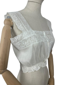 Antique Edwardian Pure Silk Camisole with Lace Detail - Bust 32 34 *