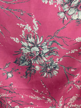 Load image into Gallery viewer, Original 1940's 1950’s Jacqmar Pure Silk Scarf with Pretty Floral Print in Grey and White on a Bright Pink Base
