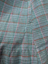 Load image into Gallery viewer, Original 1940’s 1950's Blue, Red, Pink and Green Plaid Cotton Long Sleeved Belted Chore Dress with Pockets - Bust 38
