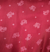 Load image into Gallery viewer, Original Volup 1940&#39;s Novelty Print Dressing Gown - Red with Pink Ornate Carriages - Bust 44 46 48
