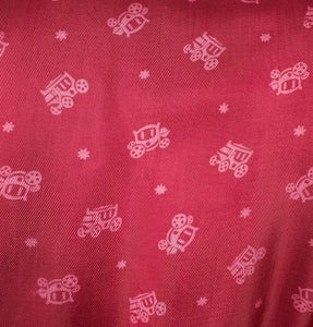 Original Volup 1940's Novelty Print Dressing Gown - Red with Pink Ornate Carriages - Bust 44 46 48