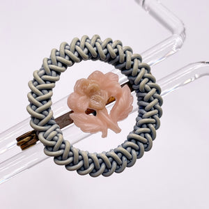 Original 1940's Pale Blue and Pink Wartime Make Do and Mend Wire Brooch with Flower Button Middle *