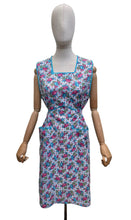 Load image into Gallery viewer, Original 1940's Blue, Pink and White Floral Print Cotton Apron - Great Chore Dress - Would Make A Great Summer Dress - Bust 36 38
