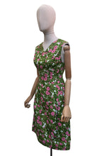 Load image into Gallery viewer, Original 1950's Green and Pink Floral Dress by Peggy Page - Bust 34
