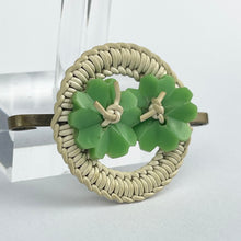 Load image into Gallery viewer, Original 1940&#39;s Green and White Make Do and Mend Brooch with Double Green Button Middle
