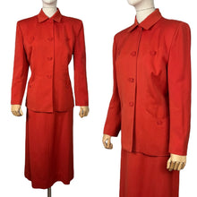 Load image into Gallery viewer, Original 1940&#39;s Lightweight Red Wool Suit by Strauss-Hirshberg&#39;s - Bust 40
