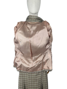 Original 1940's Green and Burgundy Check Wool Suit by Dorchester - Bust 38 40