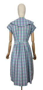 Original 1950’s Carolyn North Purple and Green Plaid Day Dress - Bust 36