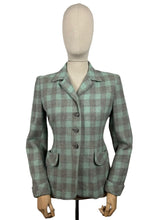 Load image into Gallery viewer, Original 1940&#39;s CC41 Blue, Grey and White Wool Check Single Breasted Jacket - Bust 34 35
