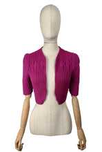 Load image into Gallery viewer, 1940&#39;s Reproduction Hand Knitted Bolero in Boysenberry Pink Acrylic - Bust 32 34 36 *
