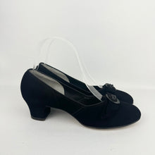 Load image into Gallery viewer, Original 1950&#39;s Black Suede Red Cross Court Shoes - Deadstock - Narrow UK 4 *
