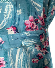 Load image into Gallery viewer, Original 1950’s Blue, Pink and White Belted Cotton Summer Dress - Bust 38
