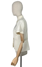 Load image into Gallery viewer, Original 1940&#39;s 1950&#39;s Cream and Grey Pure Silk Hand Embroidered Blouse - Bust 36 *
