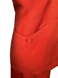 Original 1940's Lightweight Red Wool Suit by Strauss-Hirshberg's - Bust 40