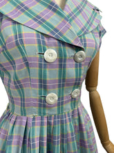 Load image into Gallery viewer, Original 1950’s Carolyn North Purple and Green Plaid Day Dress - Bust 36
