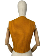 Load image into Gallery viewer, Original 1940&#39;s Pure Wool Cable Knit Waistcoat in Mustard - Bust 34 36
