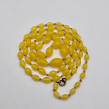 Load image into Gallery viewer, Original Art Deco 1930&#39;s Yellow Uranium Satin Glass Graduated Bead Necklace
