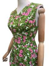 Load image into Gallery viewer, Original 1950's Green and Pink Floral Dress by Peggy Page - Bust 34
