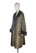 Load image into Gallery viewer, Original 1950's Leopard Print Faux Fur Coat with Contrast Collar and Cuffs - Bust 40 42
