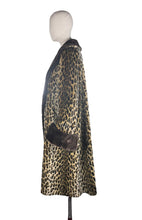 Load image into Gallery viewer, Original 1950's Leopard Print Faux Fur Coat with Contrast Collar and Cuffs - Bust 40 42
