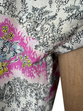 Load image into Gallery viewer, Original Late 1940&#39;s Ritchwear Floral Cotton Stripe Day Dress in White, Black, Pink, Yellow and Blue - Bust 37
