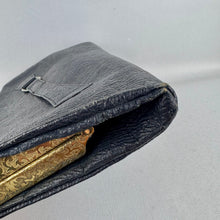 Load image into Gallery viewer, Original 1930&#39;s Midnight Blue and Bottle Green Textured Leather Clutch
