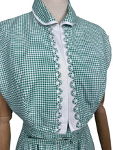 Load image into Gallery viewer, Original 1950&#39;s Green and White Check Three Piece Dress, Bolero and Belt Set by Kerrybrooke - Bust 38
